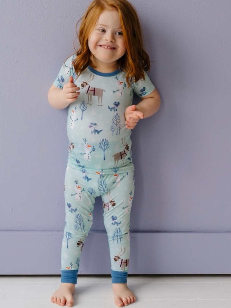 Little Sleepies Frozen Olaf & Friends Two Piece Pajamas Short Sleeve Size 3t